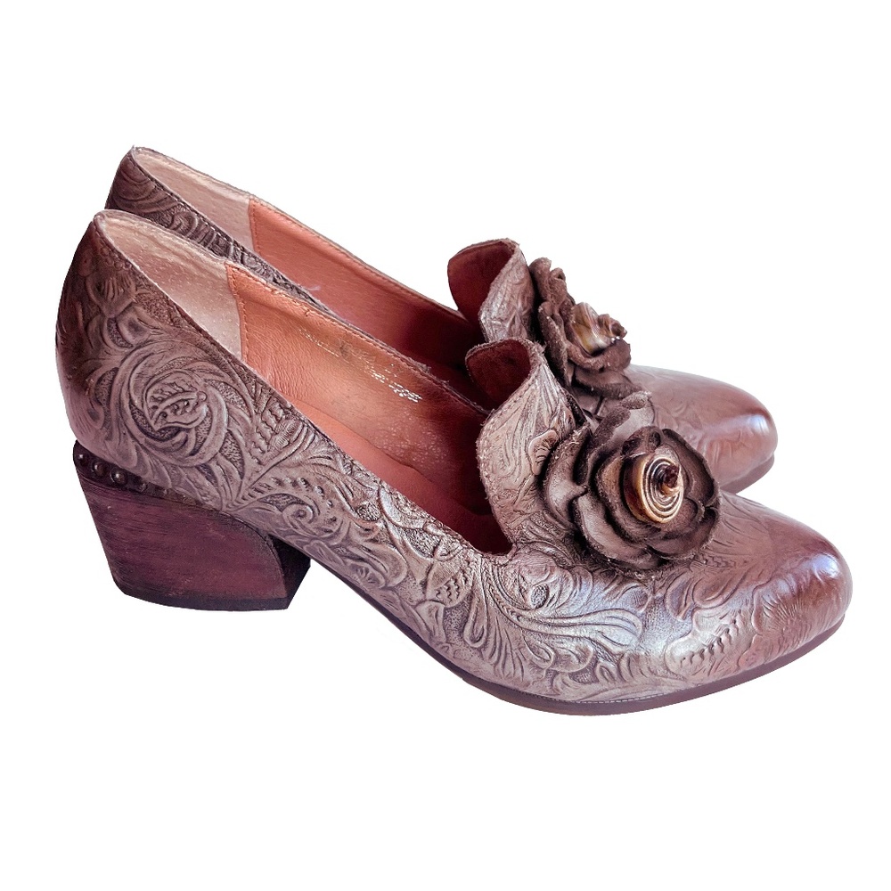 Spring Step L'Artiste Noora Women's Pumps Floral Design Brown Size 37 US 6